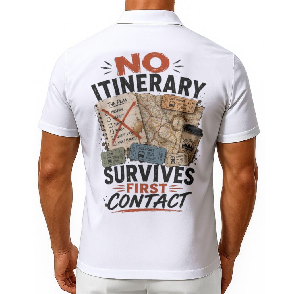 No itinerary survive first contact button-up shirt by Tour & Tell collective