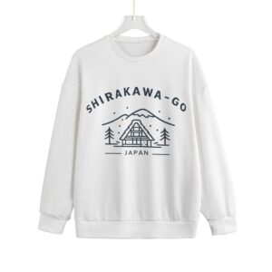 Shirakawa-go knitted sweater by Tour & Tell Collective. Explore Japanese alps Ogimachi village, Japan